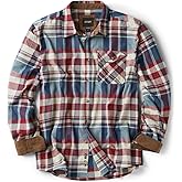 CQR Men's 100% All Cotton Button Down Flannel Shirts, Long Sleeve Brushed Warm Soft Casual Outdoor Plaid Shirt