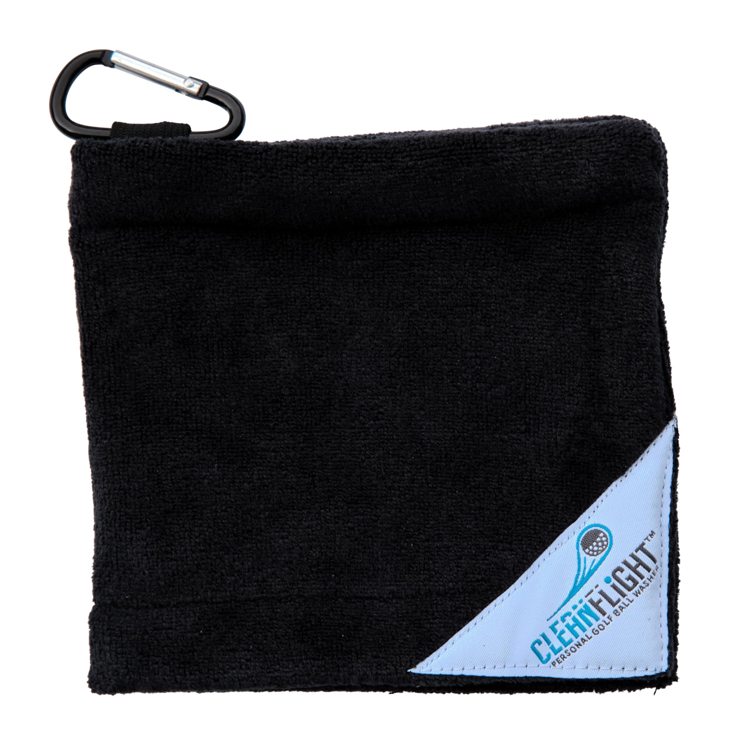 Clean Flight Premium Golf Ball Towel - Wiping, Cleaning & Soaking - Portable Microfiber Wet/Dry Towel - Golf Accessories (5'' x 5''), Black