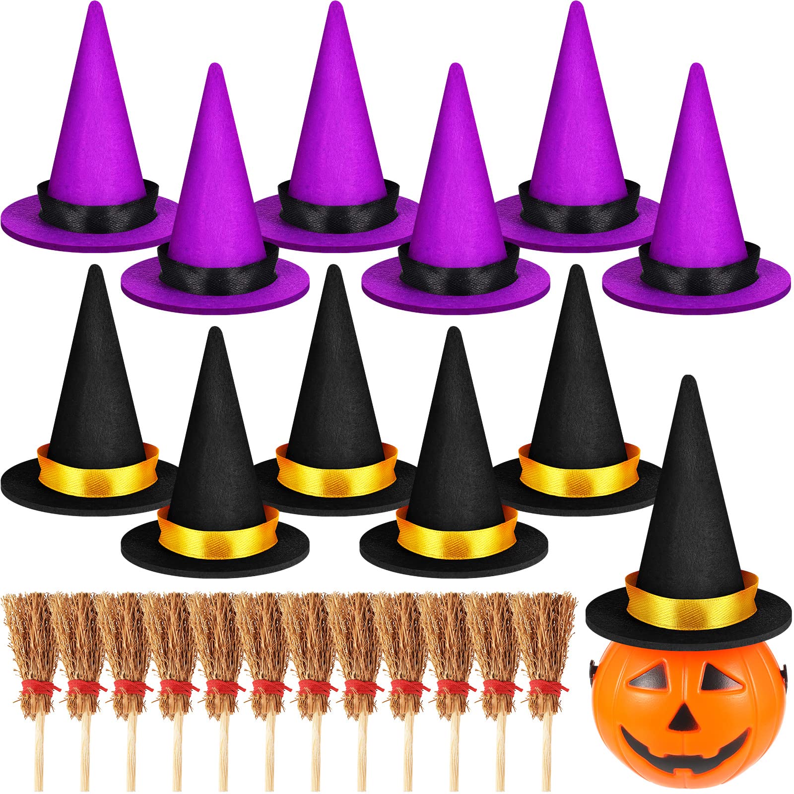 Photo 1 of ****Factory Seal****
Ferraycle Pcs Mini Felt Witch Hats and Mini Witches Broom Handmade Halloween Wine Bottle Decor Halloween Decorations Witches Accessory for Halloween Wizard Theme Party Supplies