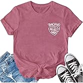 LBP Valentine's Day Shirt for Women Valentines Day Teacher T-Shirt Teaching is Heart Work Tee Tops