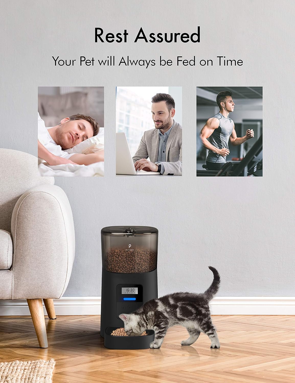 PETLIBRO Automatic Cat Feeder, 6L Auto Dry Food Dispenser with Twist Lock Lid for Naughty Pet, Low Food LED Indication with Clog-Free Design, Up to 50 Portion Control 6 Meals Daily for Dogs and Cats : Kitchen & Dining