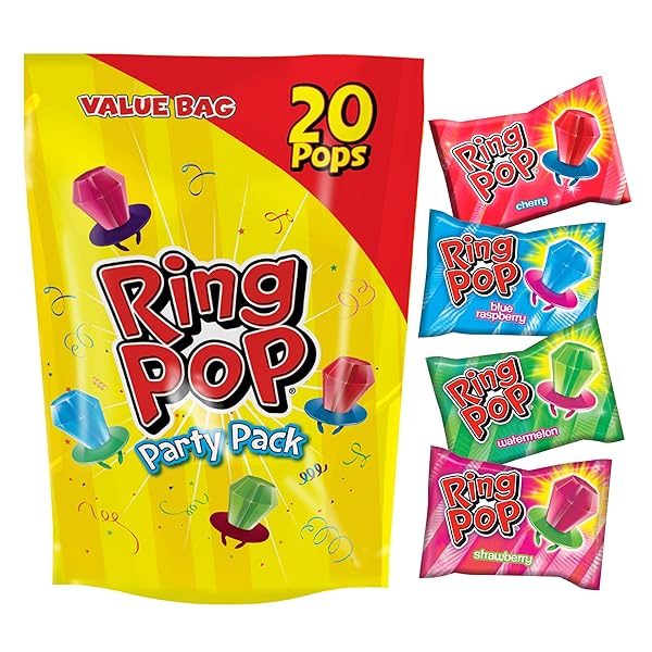 RING POP CANDY, EASTER LOLLIPOPS, 20 CT PARTY FAVORS IN ASSORTED FRUITY FLAVORS – FULL SIZE, FUN HARD CANDY FOR BIRTHDAY PARTIES, PARTY FAVORS, EASTER BASKET STUFFERS, EGG FILLERS, GIFTS FOR KIDS