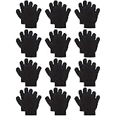Cooraby 12 Pairs Kids Warm Magic Gloves Teens Winter Stretchy Knit Gloves Boys Girls Knit Gloves