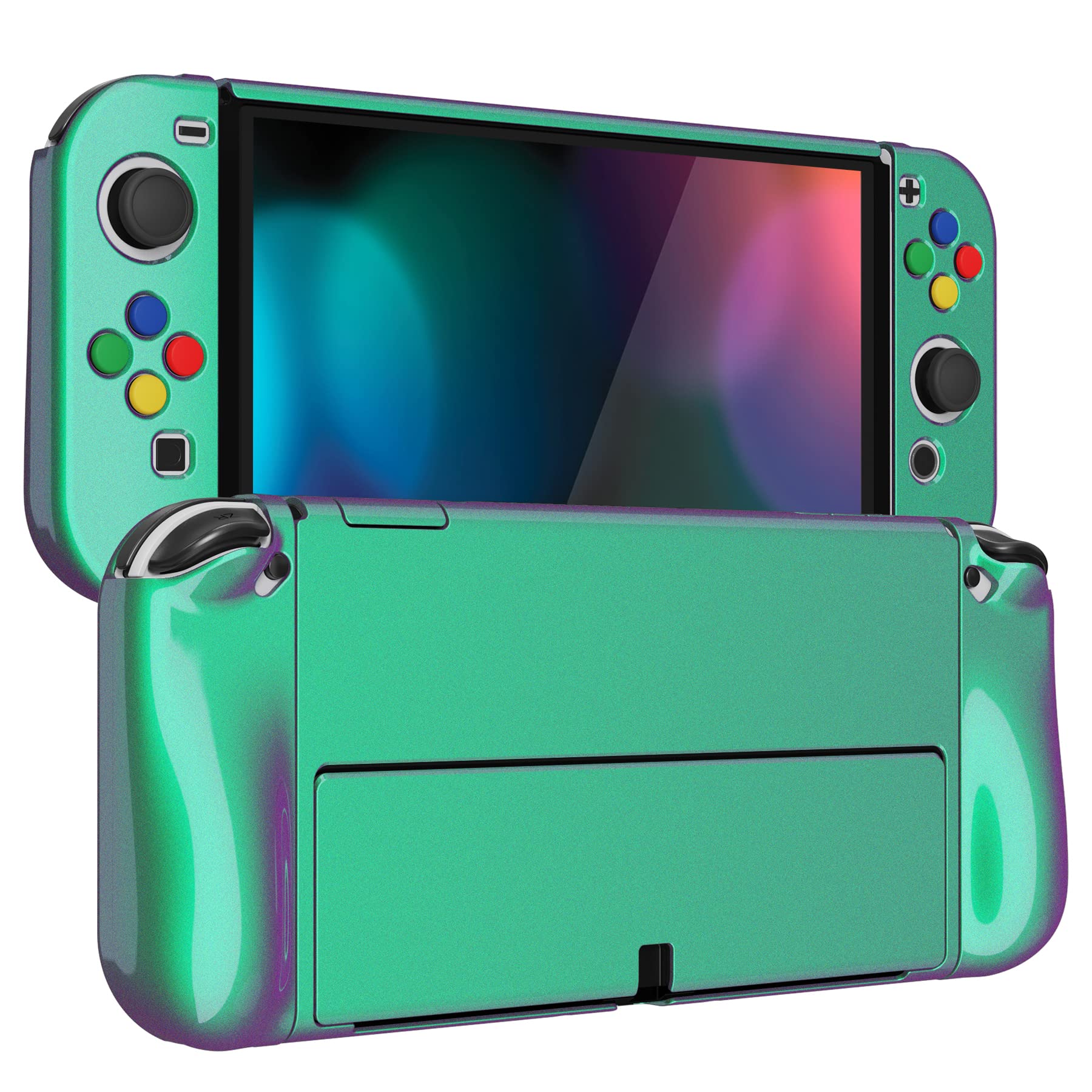 PlayVital AlterGrips Protective Slim Case for Nintendo Switch OLED, Ergonomic Grip Cover for Joycon, Dockable Hard Shell for Switch OLED w/Thumb Grip Caps & Button Caps
