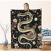 Snake Blanket for Kids Adults Boys Girls Men, Flannel Snake Blankets Gifts, Moon Galaxy Snake Throw Blanket for Sofa Couch Bed Living Room Soft Warm Cozy Snake Decor 60