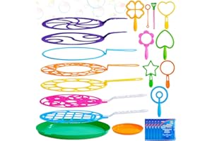 JOYIN Big Bubble Wands Set Bulk for Kids Summer Outdoor Toy Game Activity Party Favors, 18 Pcs Giant Bubble Maker with Tray, 12" Large, 6 Pcs Solution Suitable for All Age People