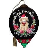 Ne’Qwa Art Hand-Painted Christmas Ornament | We Woof You A Merry Christmas Sarah Summers for Dog Lover | Holiday Décor | Dog Ornament