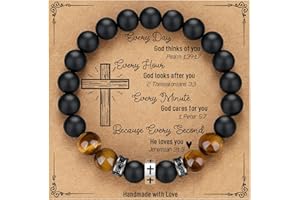TONY & SANDY Cross Bracelet Stocking Stuffers Men Boys Christian Gifts for Teen Boys Son Grandson on Birthday Graduation Easter Christmas