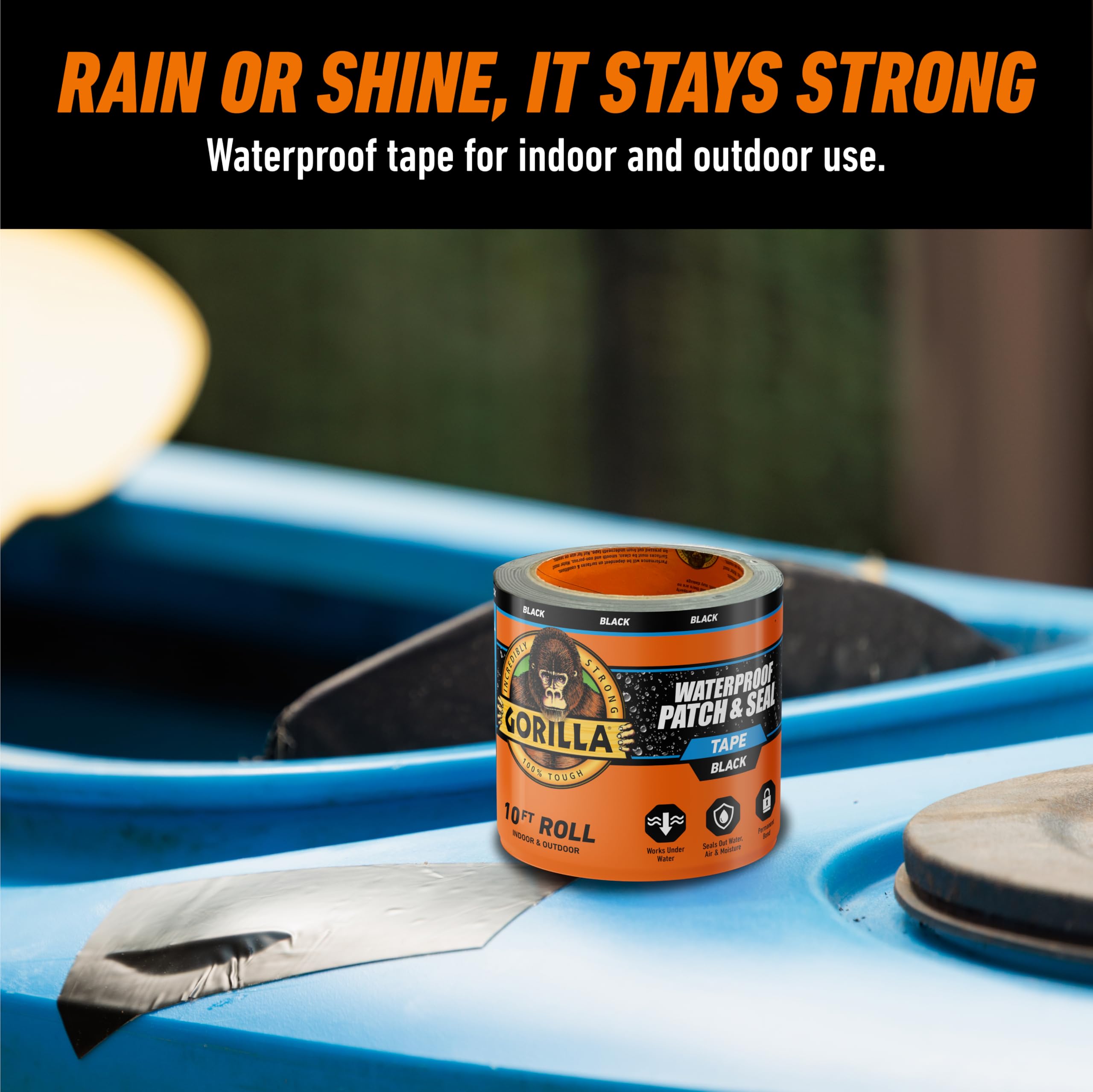 Gorilla Waterproof Patch & Seal Tape, Black Tape, 4