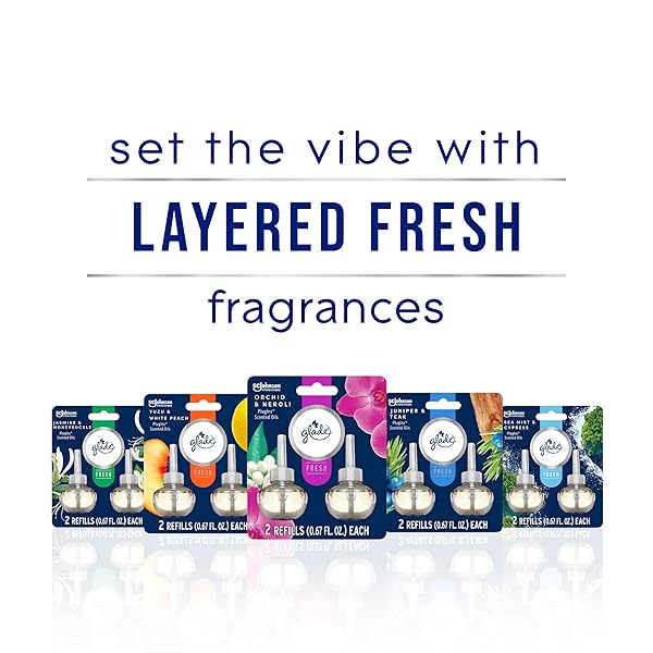 GLADE PLUGINS REFILLS AIR FRESHENER, JASMINE & HONEYSUCKLE, SCENTED AND ESSENTIAL OILS FOR HOME AND BATHROOM, 0.67 FL OZ, 5 COUNT