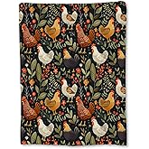Ti Caldi Rustic Chicken and Floral Blanket, Soft Lightweight Flannel Throw Blanket for Couch, Bed, Travel, Living Room & Home Decor, Cozy Warm Fuzzy Blankets for Adults Kids Women Girls 60×50 in
