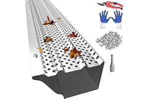 PPOLB Gutter Guards, 6"x108' Leaf Filter, Aluminum Rain Gutter Cover with Screws, 32 PCS DIY-Friendly Gutter Protection, Fits Any Roof Type (Mill Finish)