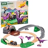 BRIO World Dinosaur Adventure Set - 21-Piece FSC-Certified - Wood Train Set &amp; Accessories - Works with All BRIO Railway Sets - Dinosaur Train Engine, 2 Wagons, Dinosaurs, Tracks &amp; More - Ages 3+