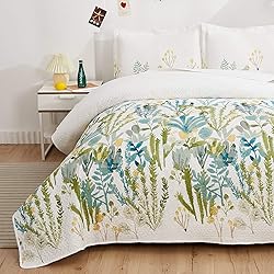 King Size Floral Quilt Set for Bed Lightweight