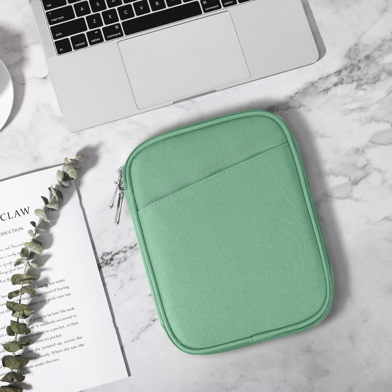 TiMOVO 6-7 Inch Tablet Sleeve for All-New Kindle Paperwhite and Kindle Colorsoft Signature Edition, Protective Sleeve Cover Case with Pocket for Kindle E-Reader/Kindle Oasis, Bodhi Green