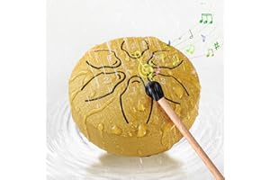 Facmogu 3 Inch 6 Notes Rain Drum for Outside Garden, Steel Tongue Drum Hand Drums with Bag Sticks Music Book, Mini Chakra Drum Musical Education Entertainment Gifts for Kids - Gold (Bowling Pattern)