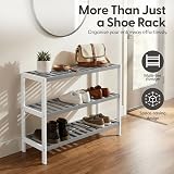 KEPLIN Natural Bamboo Shoe Rack 3 Tier Grey White 70x55x25cm view 4
