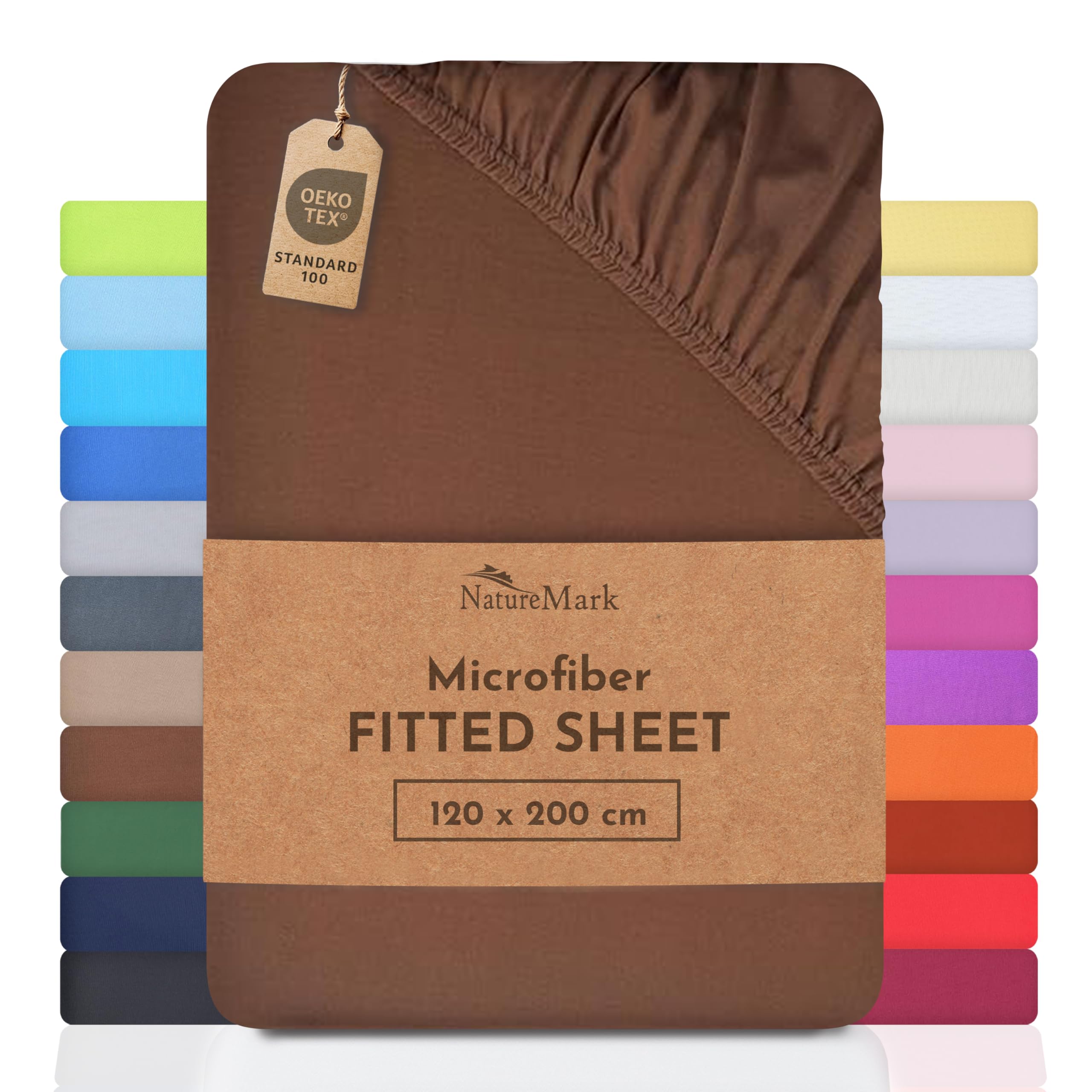 NatureMark Microfiber Fitted Sheet – Soft, Breathable & Comfortable – With Elastic Band – 120 x 200 cm – Chocolate Brown — image 1