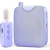 SHIDU 35W Power Voice Amplifier with Bluetooth Wireless Lavalier Microphone, Portable Teacher Mic with Speaker Personal Clip On Microphone System for Teacher Meeting Training-M500 (Purple)