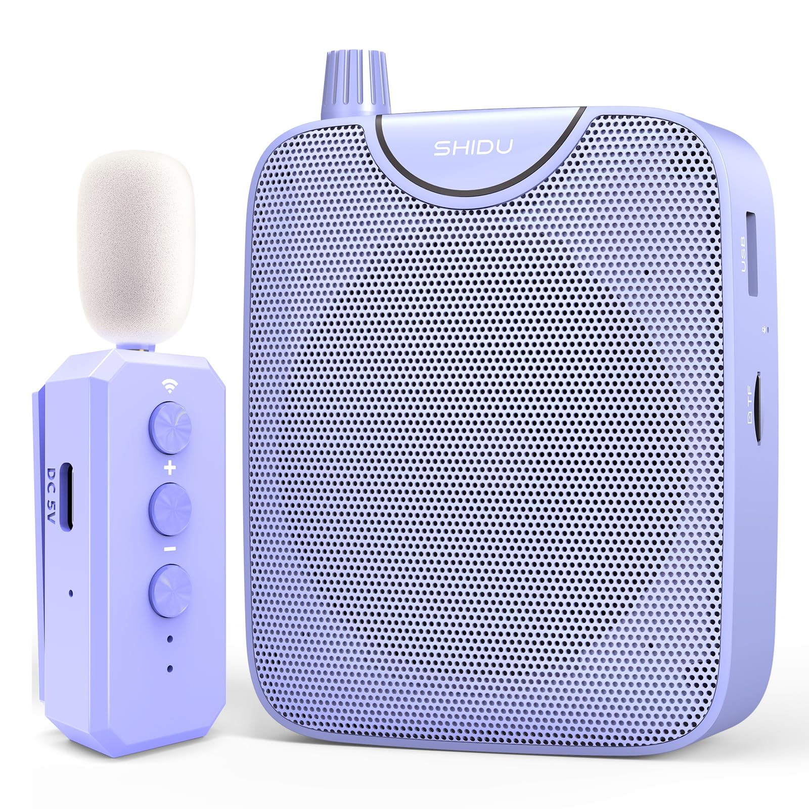 Photo 1 of SHIDU 35W Power Voice Amplifier with Bluetooth Wireless Lavalier Microphone, Portable Teacher Mic with Speaker Personal Clip On Microphone System for Teacher Meeting Training-M500 (Purple)
