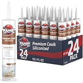 Kraken Bond Premium All Purpose Acrylic Latex Caulk - (24x10.1 fl. oz.) White Paintable Interior and Exterior Window Caulk, Baseboard, Trim, Kitchen and Bathroom - Waterproof, Odorless - 24 Pack