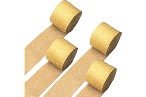 LAGYDSOVEF Gold Crepe Paper Streamers 4Rolls 328ft, Paper Party Streamers for Birthday Decorations, Engagement Wedding Decorations Crepe Paper for Baby Shower Anniversary Decorations Halloween Decor 82Ft/Roll