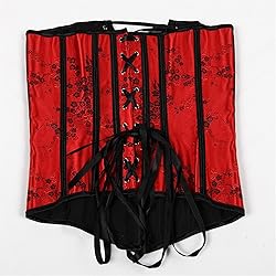 Blidece Womens Floral Pattern Lace Trim Corset Top
