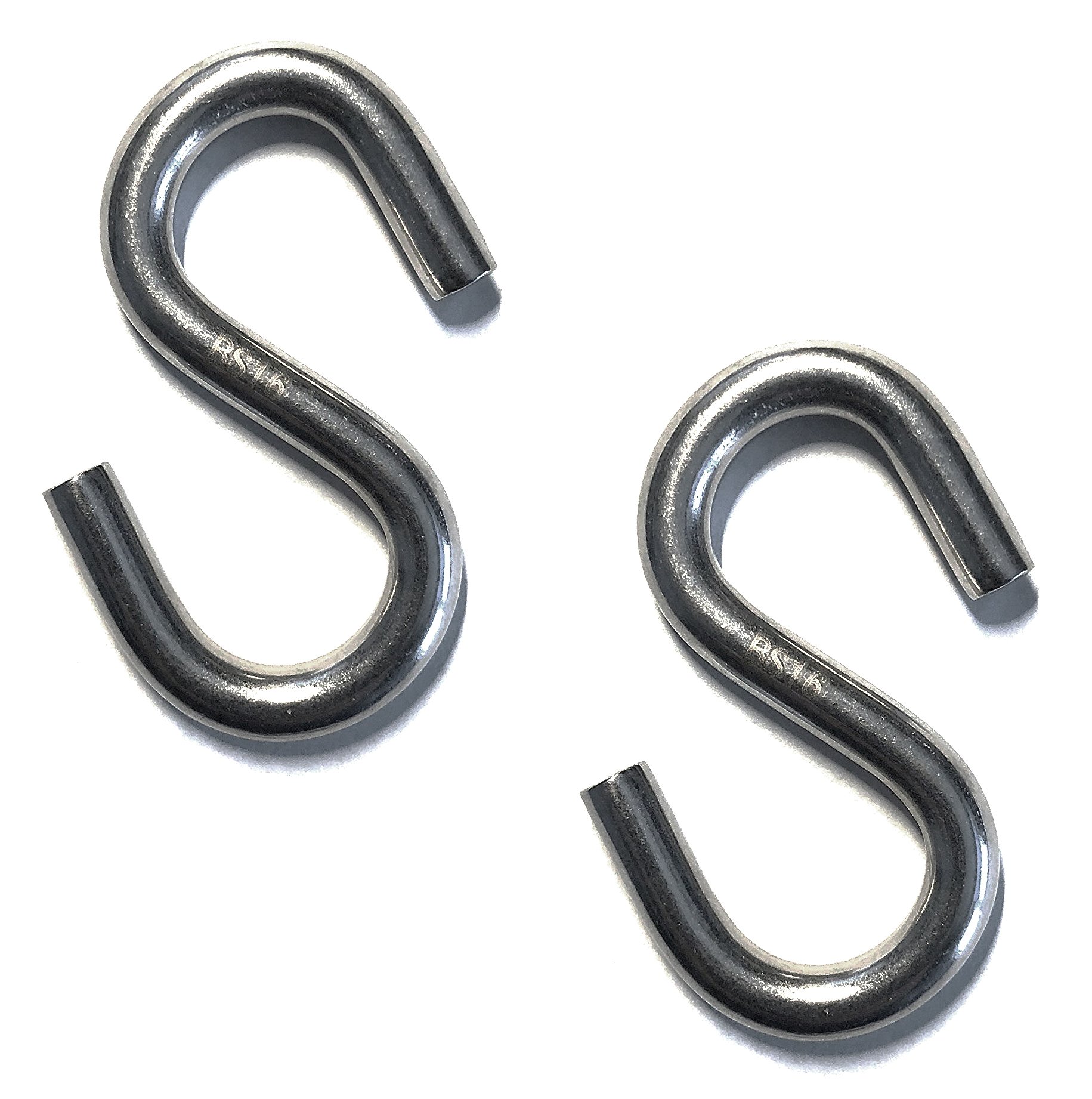 US Stainless 2 Pieces Stainless Steel 316 Straight S Hook 1/4" (6mm) Marine Grade