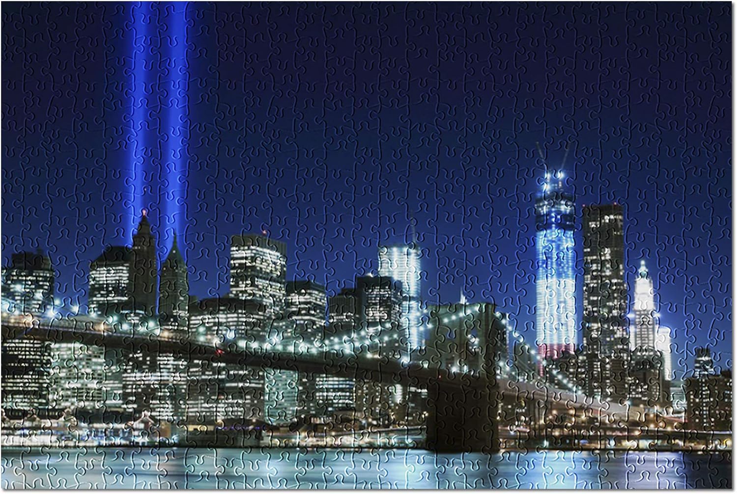 Amazon Com Lantern Press New York City New York Brooklyn Bridge With Twin Tower Lights Photography A 92017 92017 Premium 500 Piece Jigsaw Puzzle For Adults 13x19 Made In Usa Toys Games