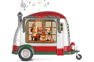 ARMXY Christmas Snow Globe, RV Santa Claus Gift Room Scene Snow Globe, Glittering Lantern with Timer, Snow Globe Lantern USB or Battery Powered for Desktop Ornament, Christmas Decoration and Gifts