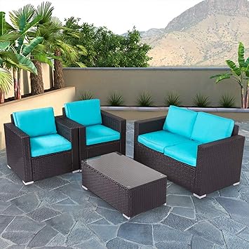 Amazon.com : Kinbor New 80 PCs Rattan Patio Outdoor Furniture Set ...