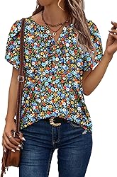 KISSMODA Women's Tunic Tops Casual V Neck Short
