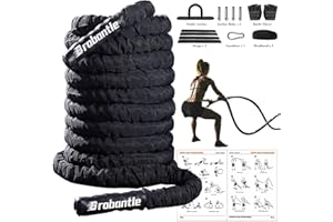Brobantle Battle Rope 1/1.26/1.5/2 Inch Diameter,Pink 30FT/40FT/50FT Exercise Workout Ropes for Home Gym Heavy Weighted Training Rope for Working Out