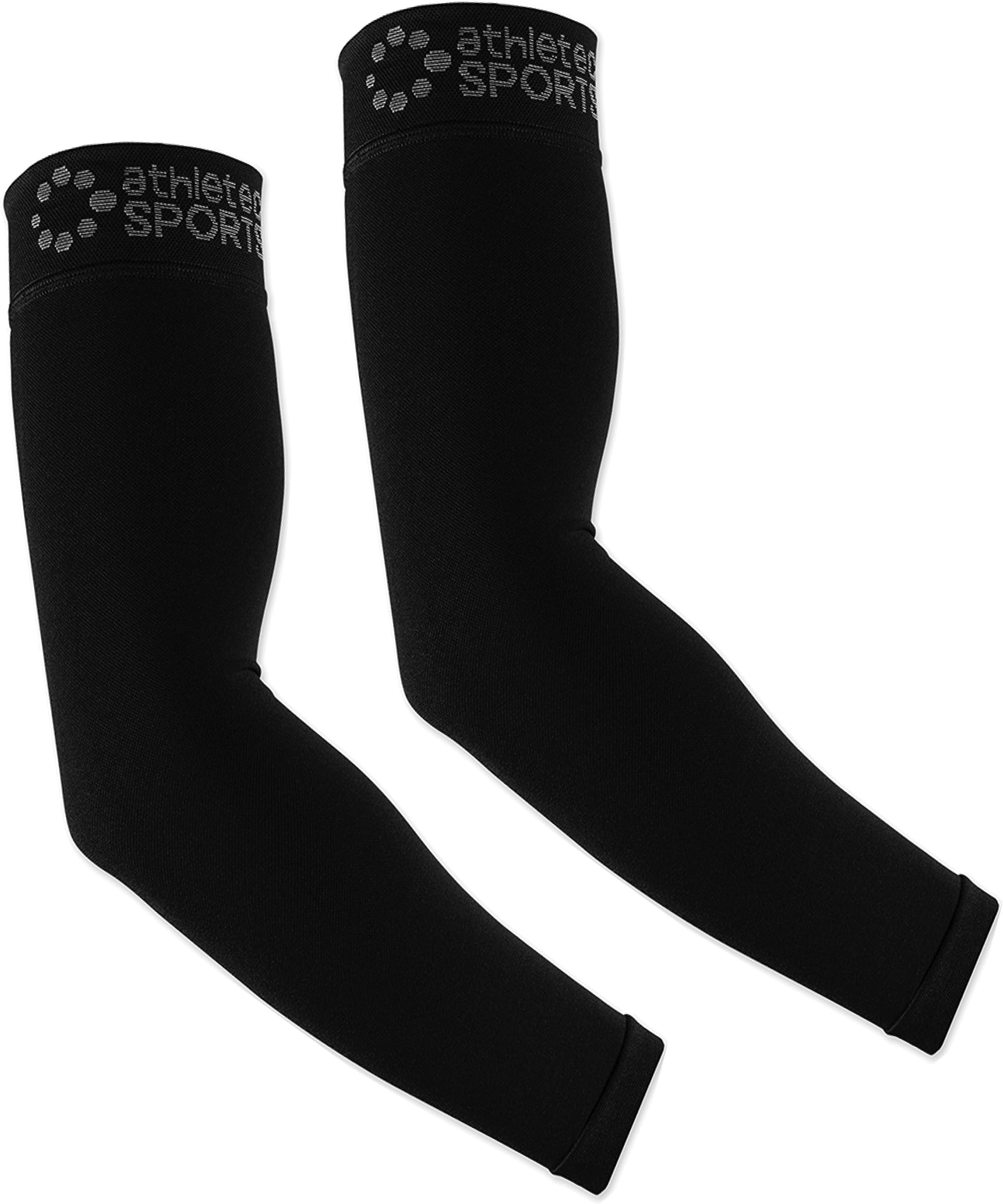 Athletec Sport Compression Arm Sleeve (20-30 mmHg) - Small/Medium, Black (One Pair)