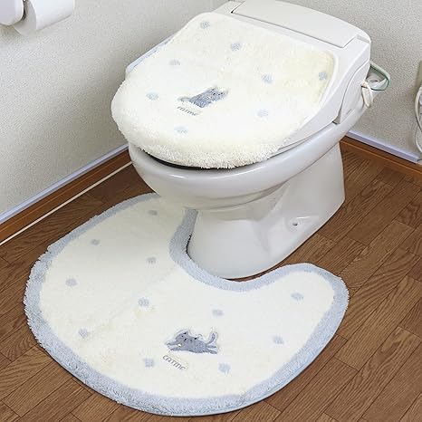 Amazon トイレマット フタカバー ２点 セット フリーサイズ かわいい キャット アイボリー グレー おしゃれ トイレタリー かわいい ねこ キャット 猫 最新デザイン 19年度版 キャットマ 2点セット トイレマット タンクカバー ホーム キッチン オンライン通販