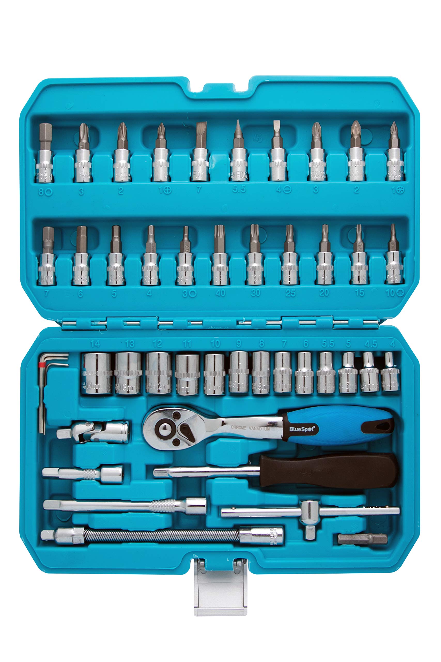 Blue Spot Tools 01530 46 PCE 1/4" Chrome Vanadium Socket Set (4-14mm)