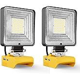 LIVOWALNY 30W LED Work Light Compatible with Dewalt 20V Battery, 2PCS 3000LM Flashlight with USB A & USB C Output Port Low Vo