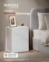 VASagle Bedside Table 3 Drawers TOOLSless Assembly White Cappuccino LET778W01 view 3