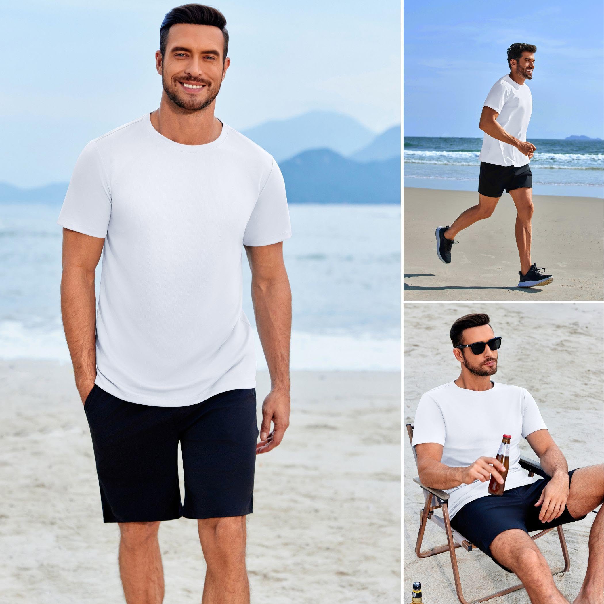 PINSPARK Men's 3 Pack Workout Shirts Quick Dry Moisture Wicking Crewneck Tee Shirt Mesh Athletic T-Shirts