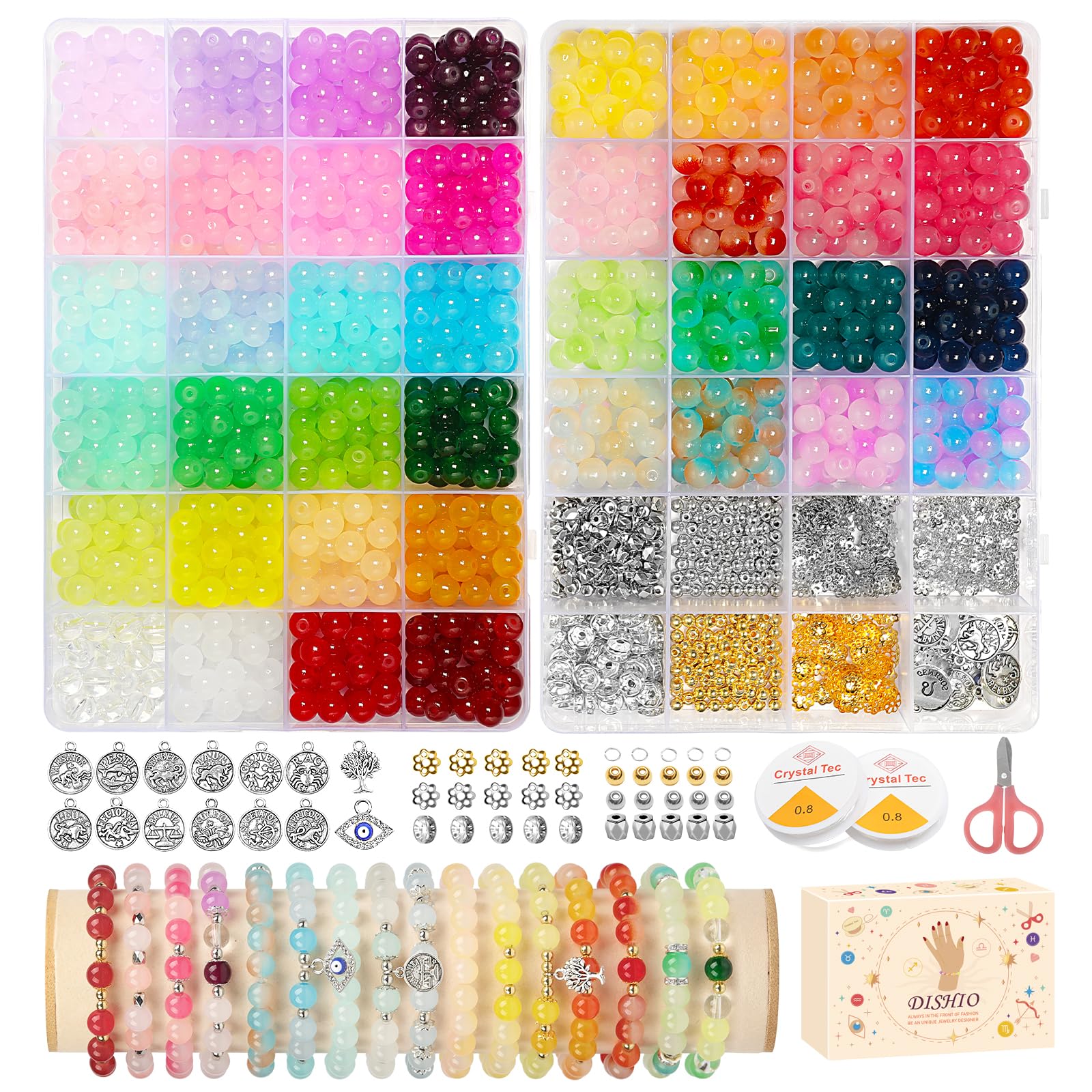 Photo 1 of 1100 PCS Pony Beads for Bracelet Making, Multi-Colored Clay and Plastic Beads for Hair Braiding, DIY Crafts, Jewelry, Key Chains and Ornaments Decorations - 40 Assorted Colors