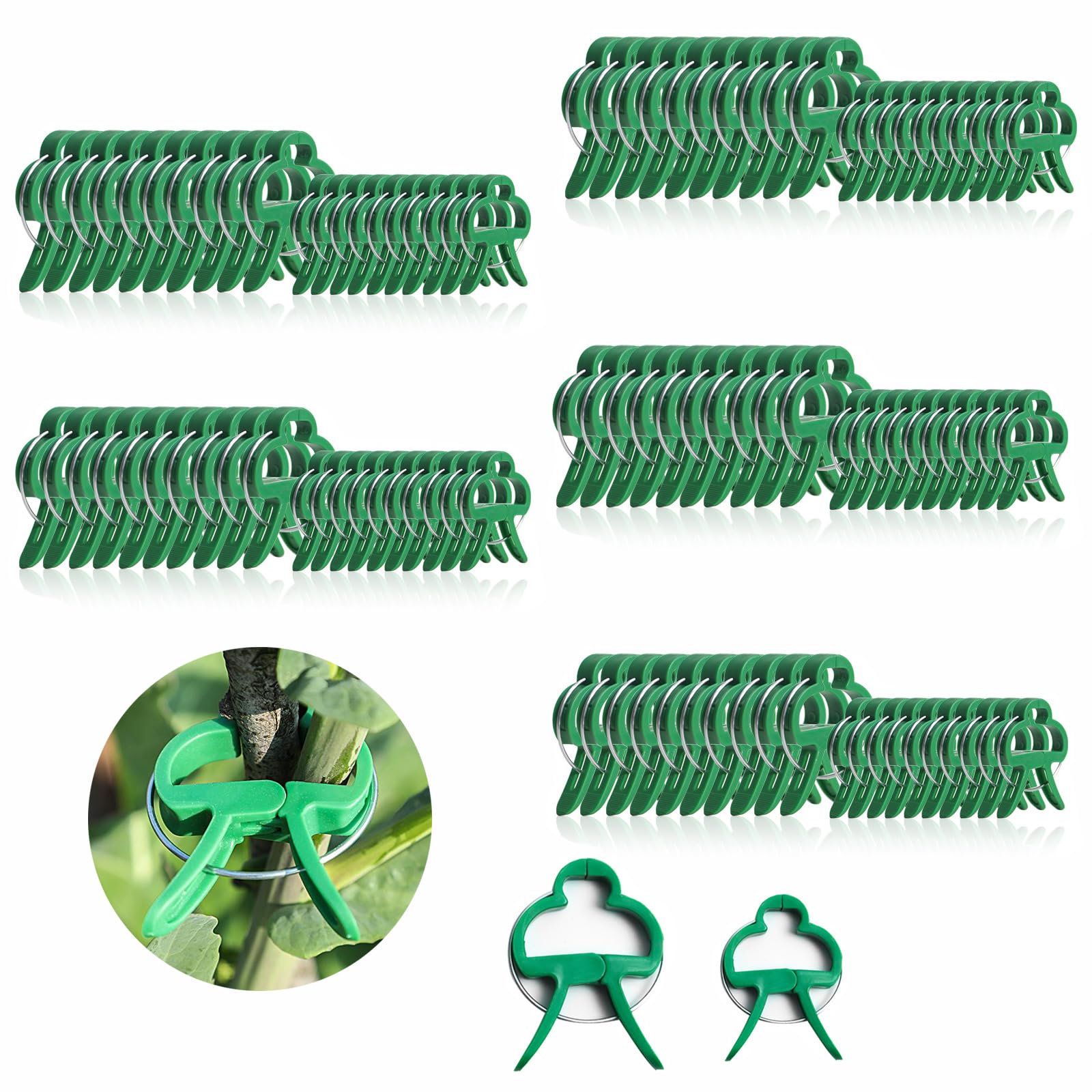 LSRVNM 100 PCS Garden Plant Clips, Reusable Adjusting Support Plant Clip, for Support Vine Vegetables Tomatoes Climbing Plants (50 Large + 50 Small)