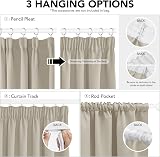 Deconovo Thermal Blackout Curtains 90x90 Pencil Pleat Light Beige 2 Panels view 3