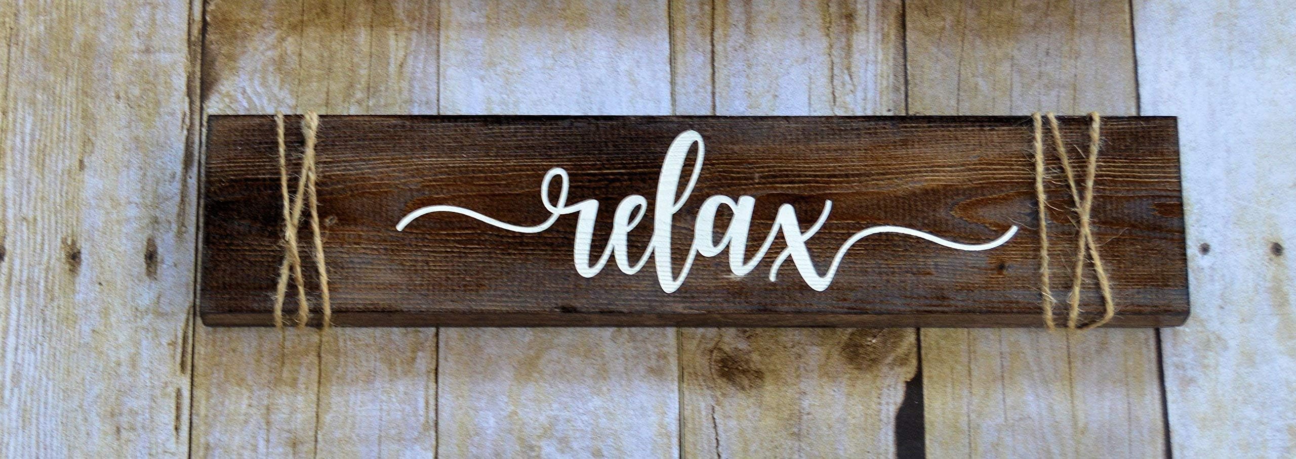 Relax Wood Sign, Bathroom Spa Decor