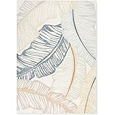 Tommy Bahama Cay Palm Fronds Indoor Outdoor Area Rug, Leaf Coastal Design, UV Fade Resistant, Ivory, 3'11"x5'2"
