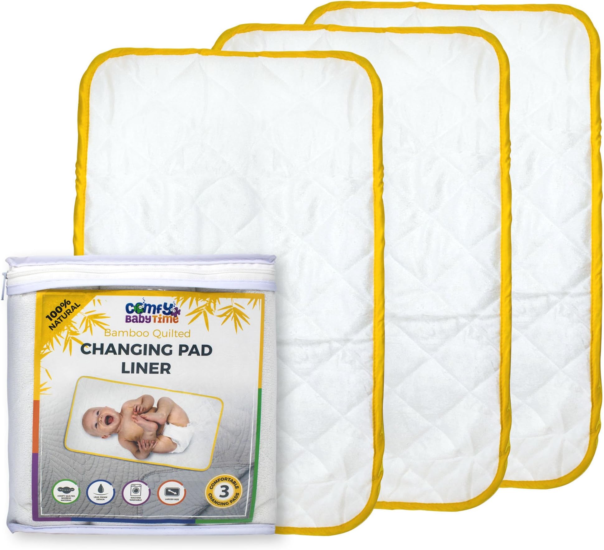 3 Soft Diaper Changing Pad Liners Extra Large Machine Washable Leakproof- Protect Your Baby from All of The Surfaces You Change Diapers On