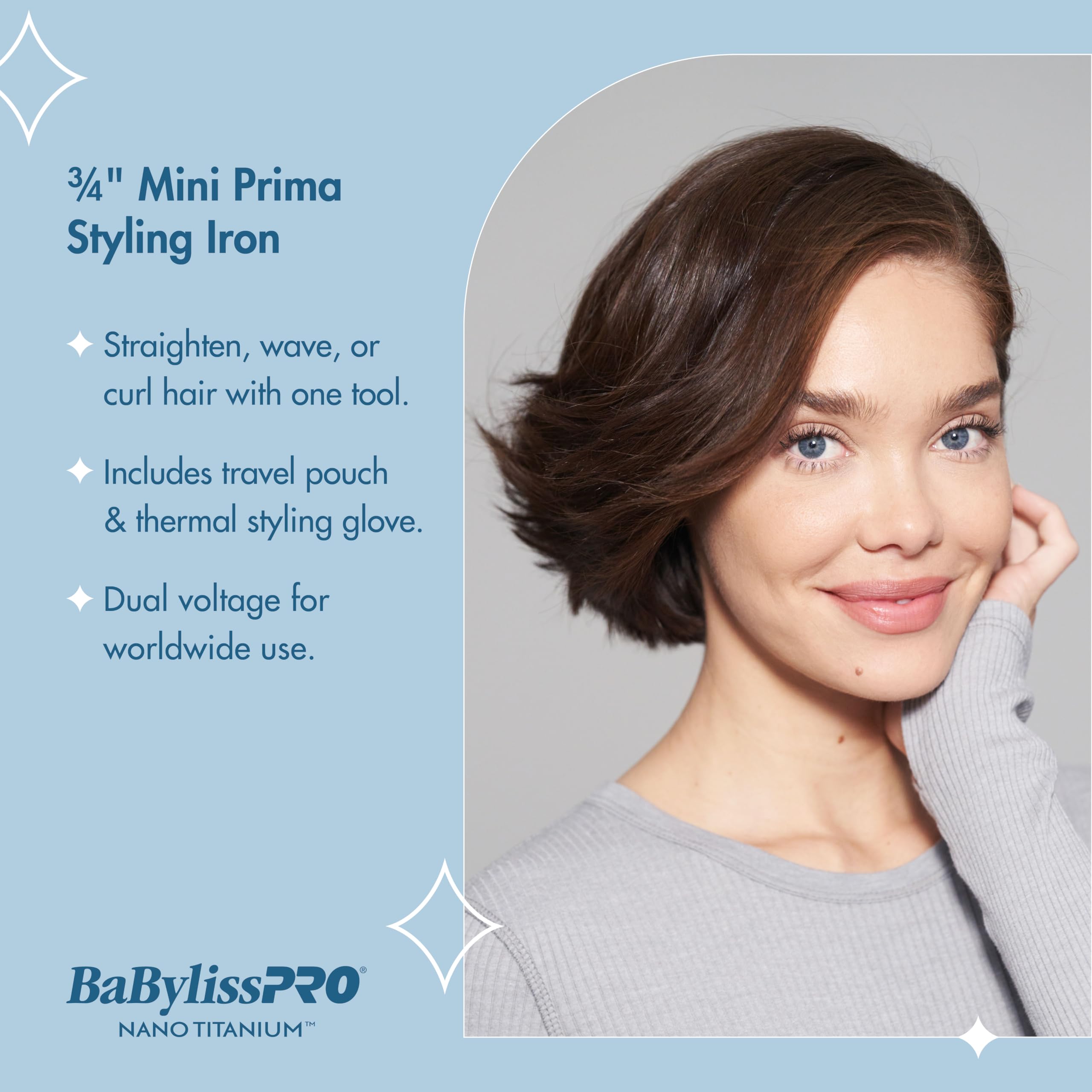 BaBylissPRO Nano Titanium Prima2000 Ionic Styling Iron, 3/4