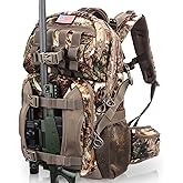 MoiShow Hunting Backpack, Camo Hunting Backpacks & duffle Bags, Water-resistant Long-Lasting Large Capacity Bow Backpack Hunting Pack For Hunting Gear Accessories (Stealth Reed Camo)