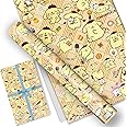 EYQQM Pack of 5 Pudding Gift Wrapping Paper 20" x 30" Kraft Paper Sheets Quality Birthday Wrapping Paper Set for Kids, Party Storage Festive Decoration (Yellow Biscuit Puppy)