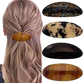 4PCS French Hair Barrettes for Women Acetate Tortoise Shell Hair Clips Large Vintage Classic Snap Retro Hair Pin Clasp Hairgrips Hair Accessories for Long Thick Hair Women Girls