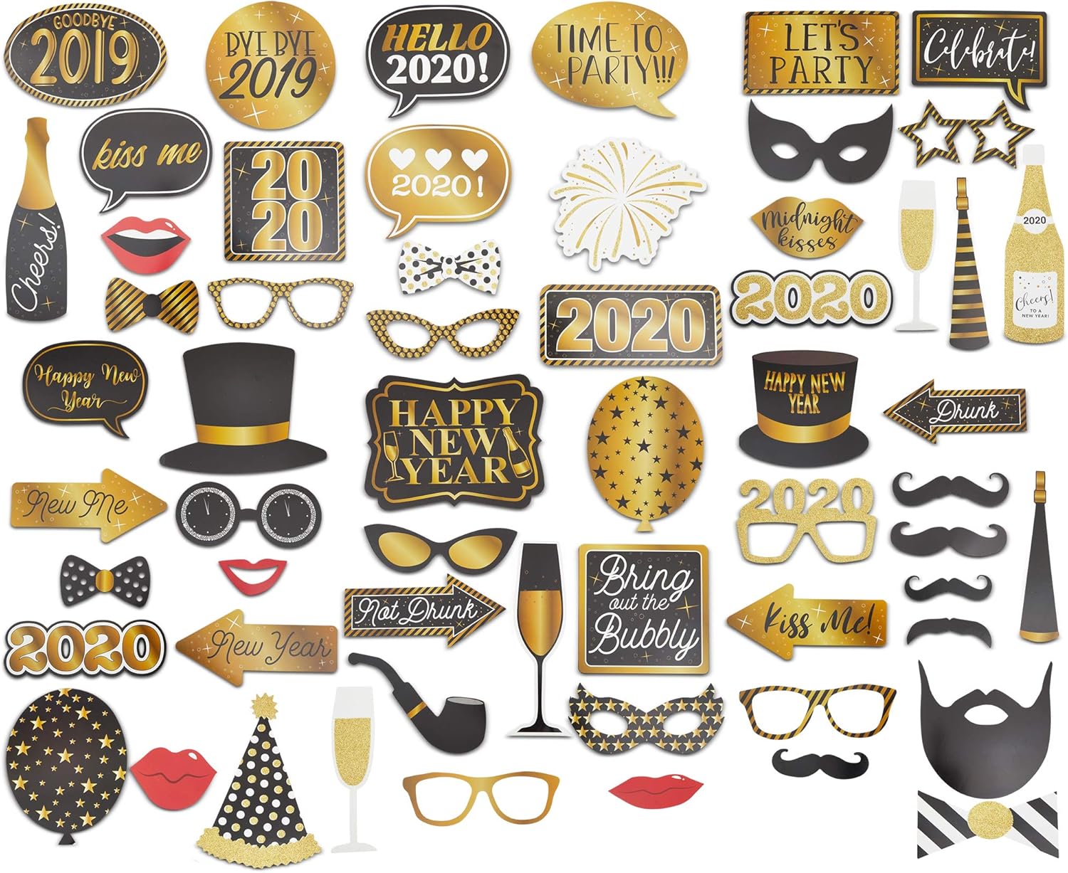 Photo Booth Props 2019 Set 60Pack New Years Party Supplies, Party